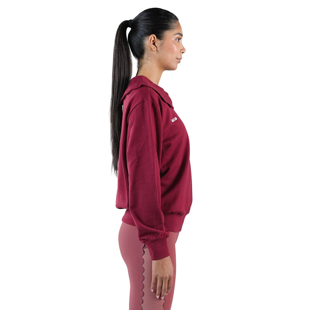 Scallop Neck Zip Sweater