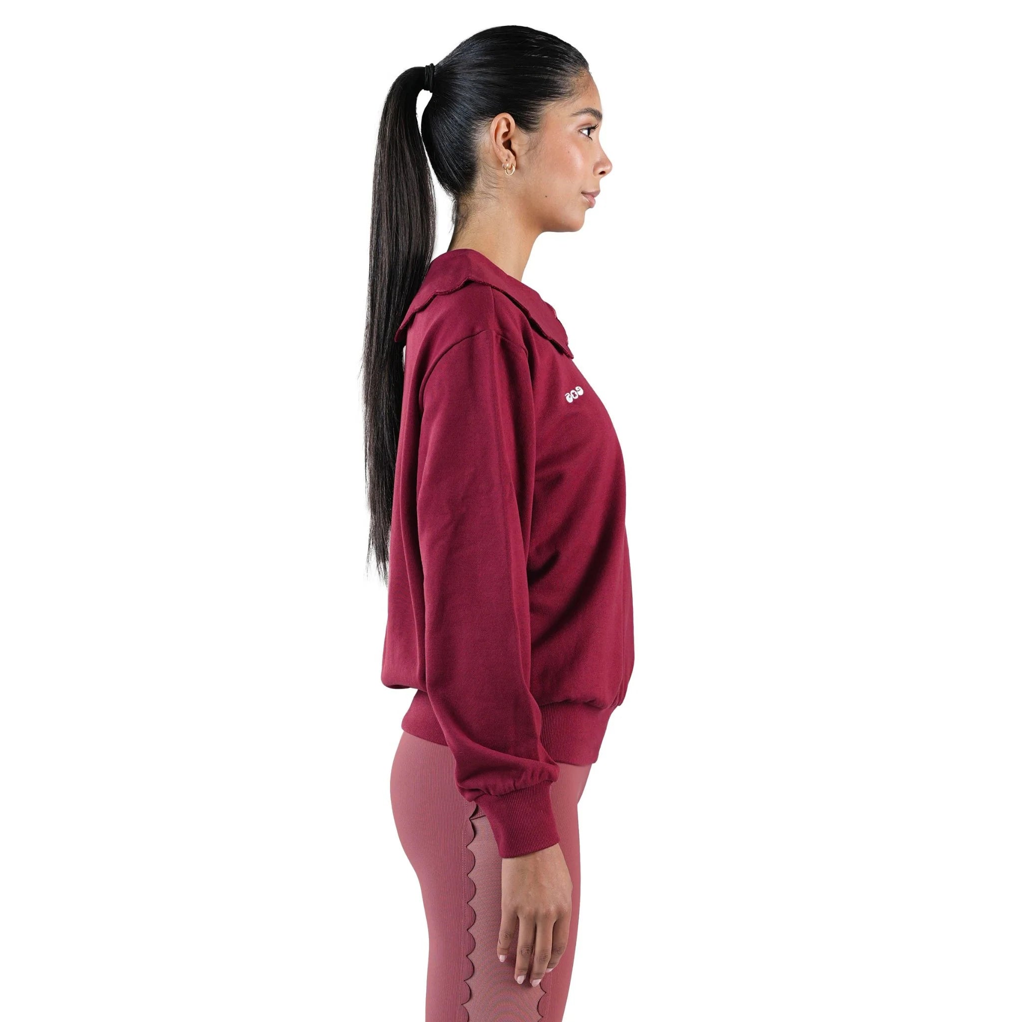 Scallop Neck Zip Sweater