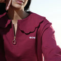 Scallop Neck Zip Sweater