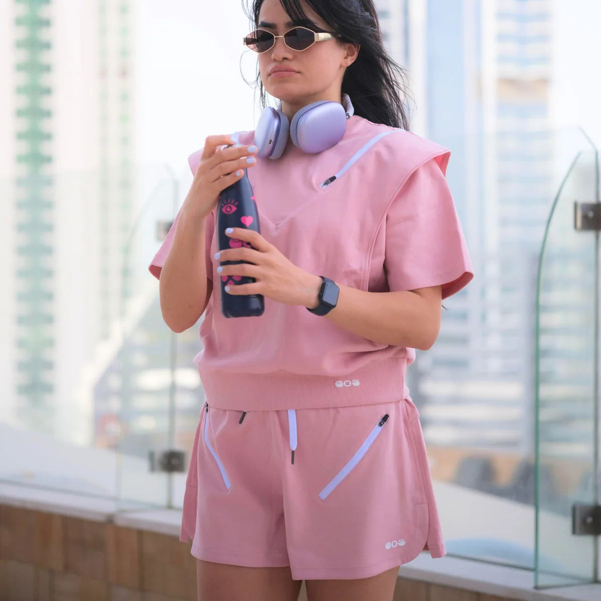 double-zipper-shorts - light pink